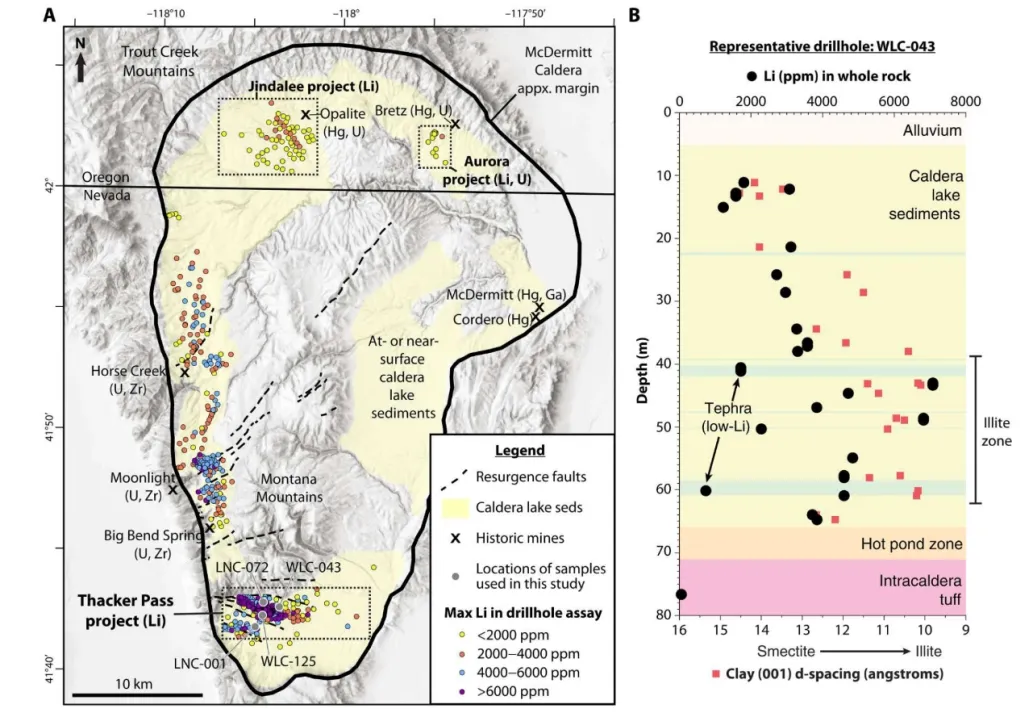 SA：美国麦克德米特破火山口内含伊利石黏土岩巨量锂的热液富集