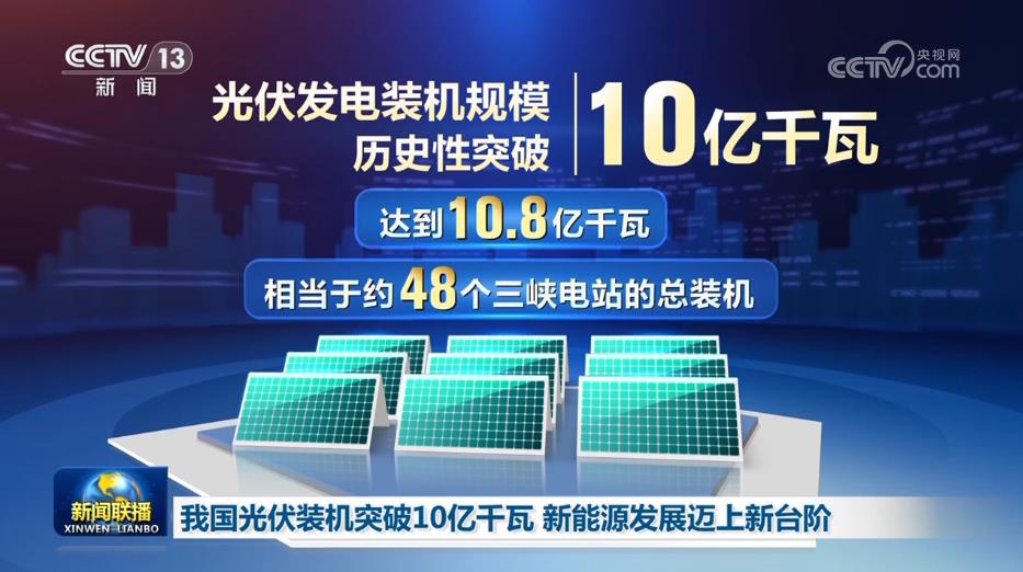 我国光伏装机突破10亿千瓦 新能源发展迈上新台阶